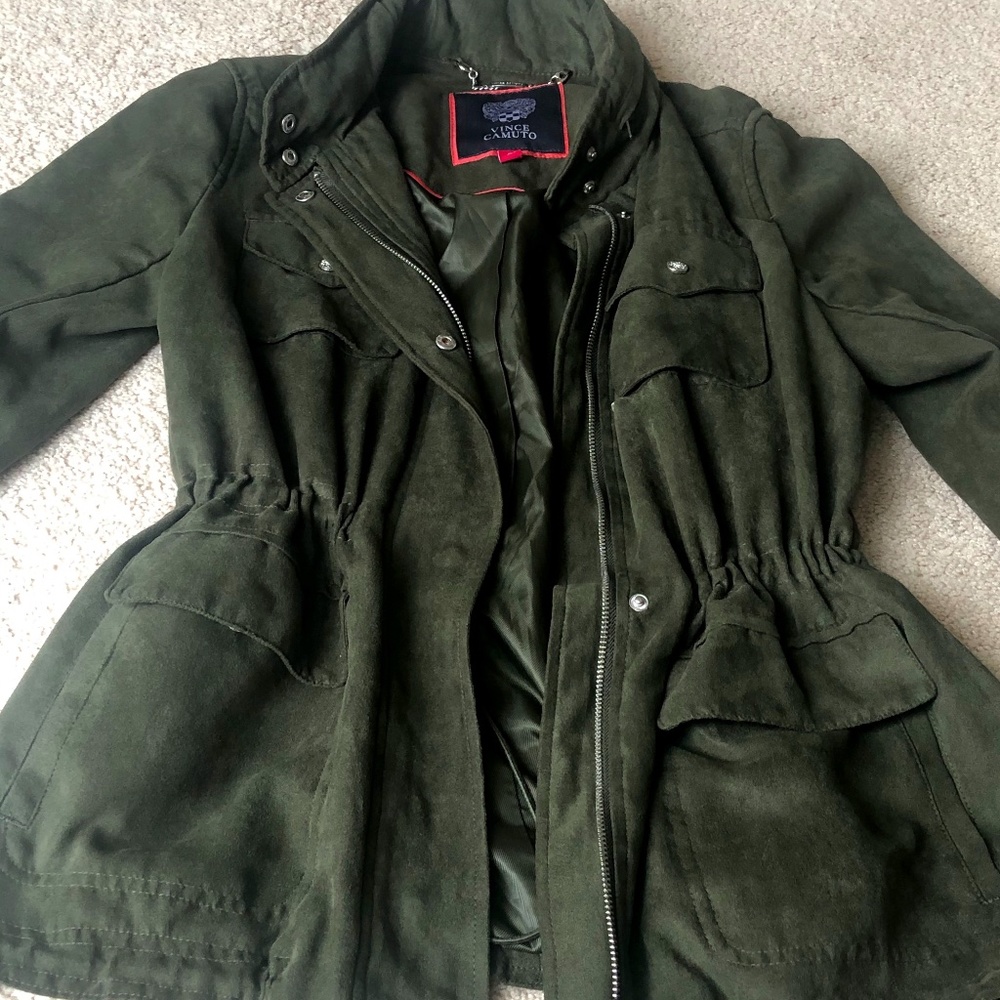VINCE CAMUTO CINCHED WAIST SUEDE JACKET
